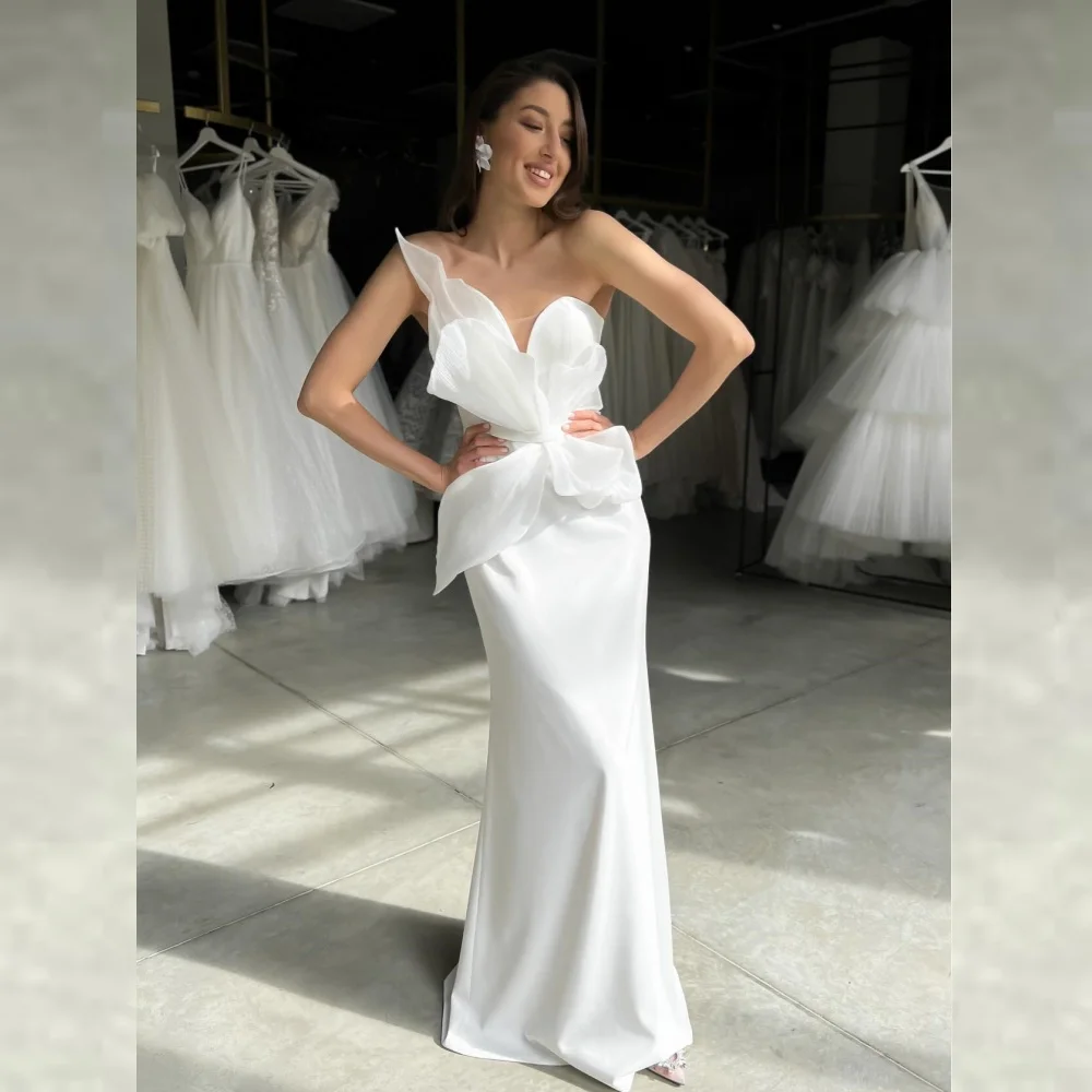 Jersey Draped Pleat Ruched Valentine\'s Day A-line Strapless Bespoke Occasion Gown Long Dresses
