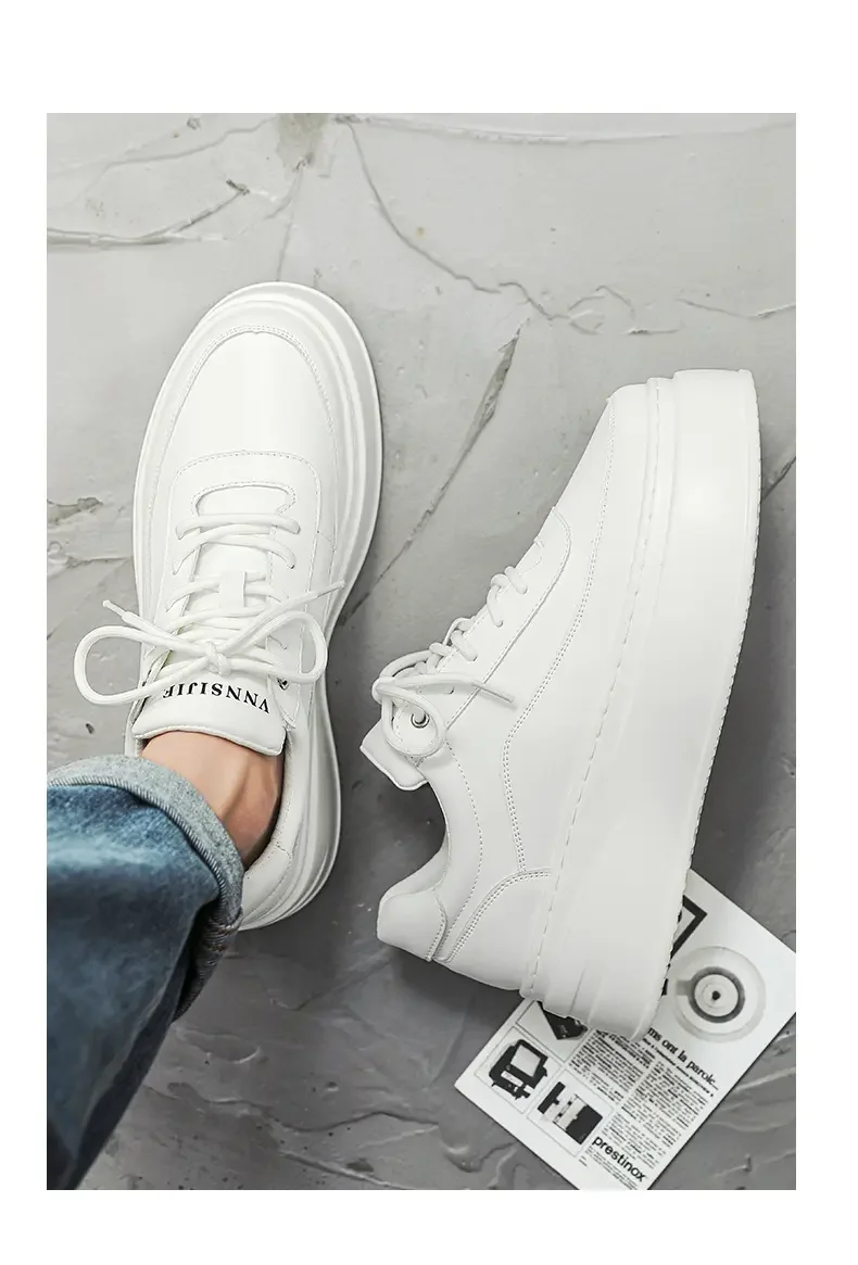 2024 Casual für Männer Laufschuhe Atmungs Dicken sohlen Sport Bord Weiße Schuhe Turnschuhe Komfortable Männer Training Plattform_voghion.com