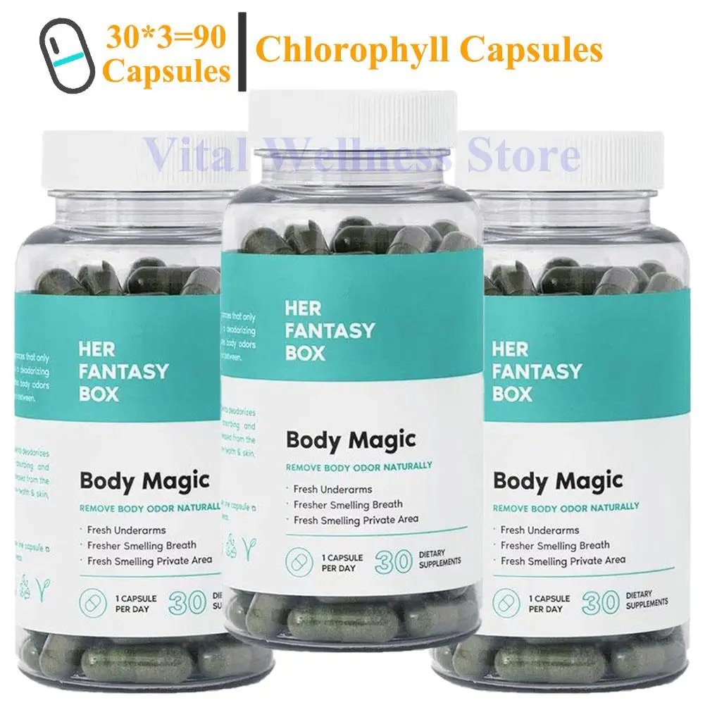 3 Bottles Chlorophyll Capsules-Highly Bioavailable Chlorophyll Supplement For Energy, Immunity, Skin Internal Deodorants