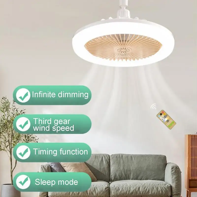 

Ceiling Fans with Lights 2 in 1 E27 Ceiling Fan with Lights Remote Control Enclosed Low Profile Fan Light Ceiling Light with Fan