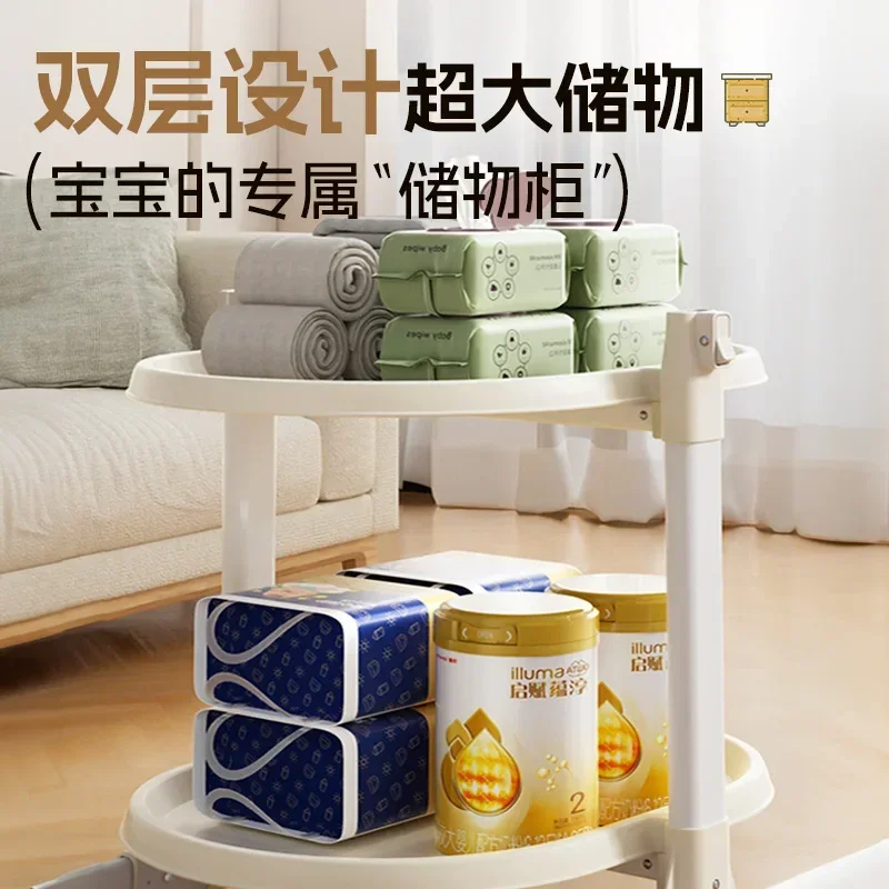 Baby Diaper Table Baby Touch Care Table Diaper Changing Movable Newborn Shower Rack Movable Crib