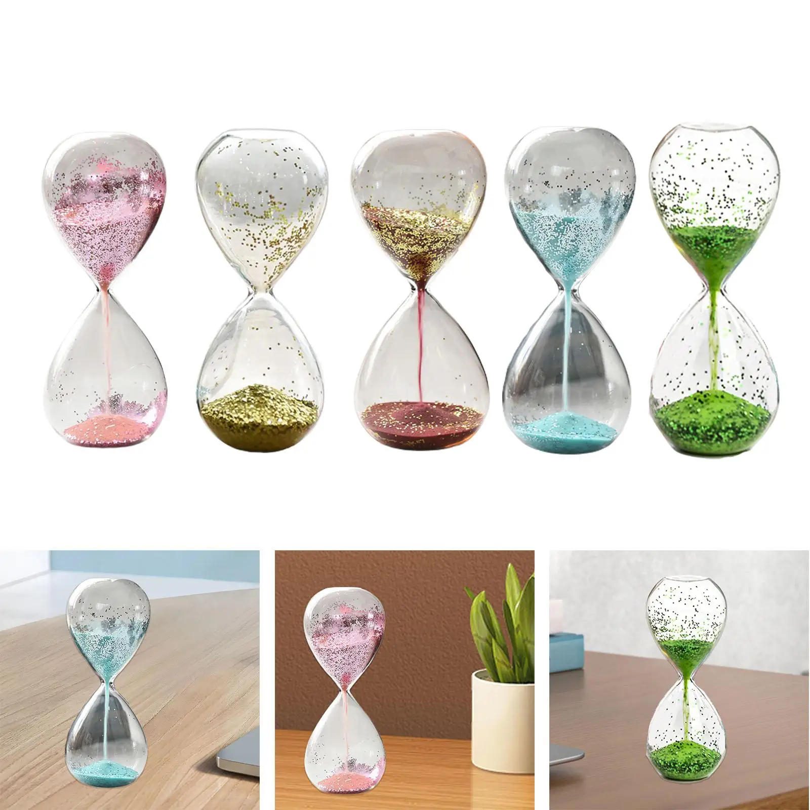 Hourglass Timer Home Decorative Desktop Ornament Glitter Sand Clock for Children Living Room Office Holiday Gift Home Decor