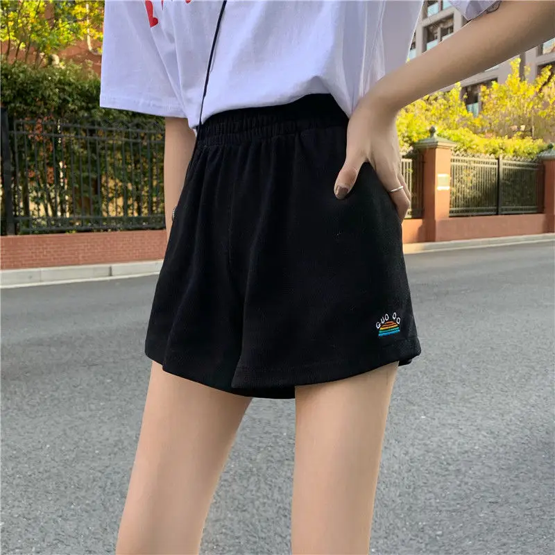 Korea Ulzzang plus size high waist slim loose shorts Letter printing Vintage women shorts casual fashion punk new hip-hop shorts cotton shorts