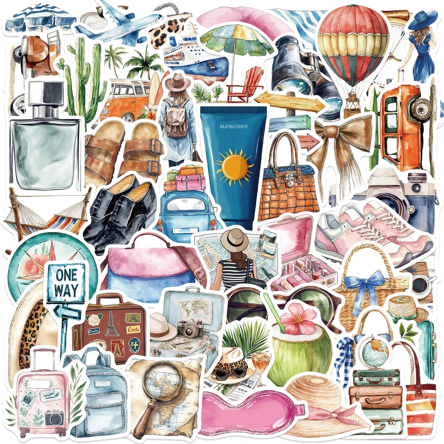 50 Stück Reise-Urlaub-Urlaubsaufkleber, DIY-Kindergeschenk, wasserfester Aufkleber für Laptops, Telefone, Sammelalben, Gepäck, Flaschen, dekorativ – Detail 2