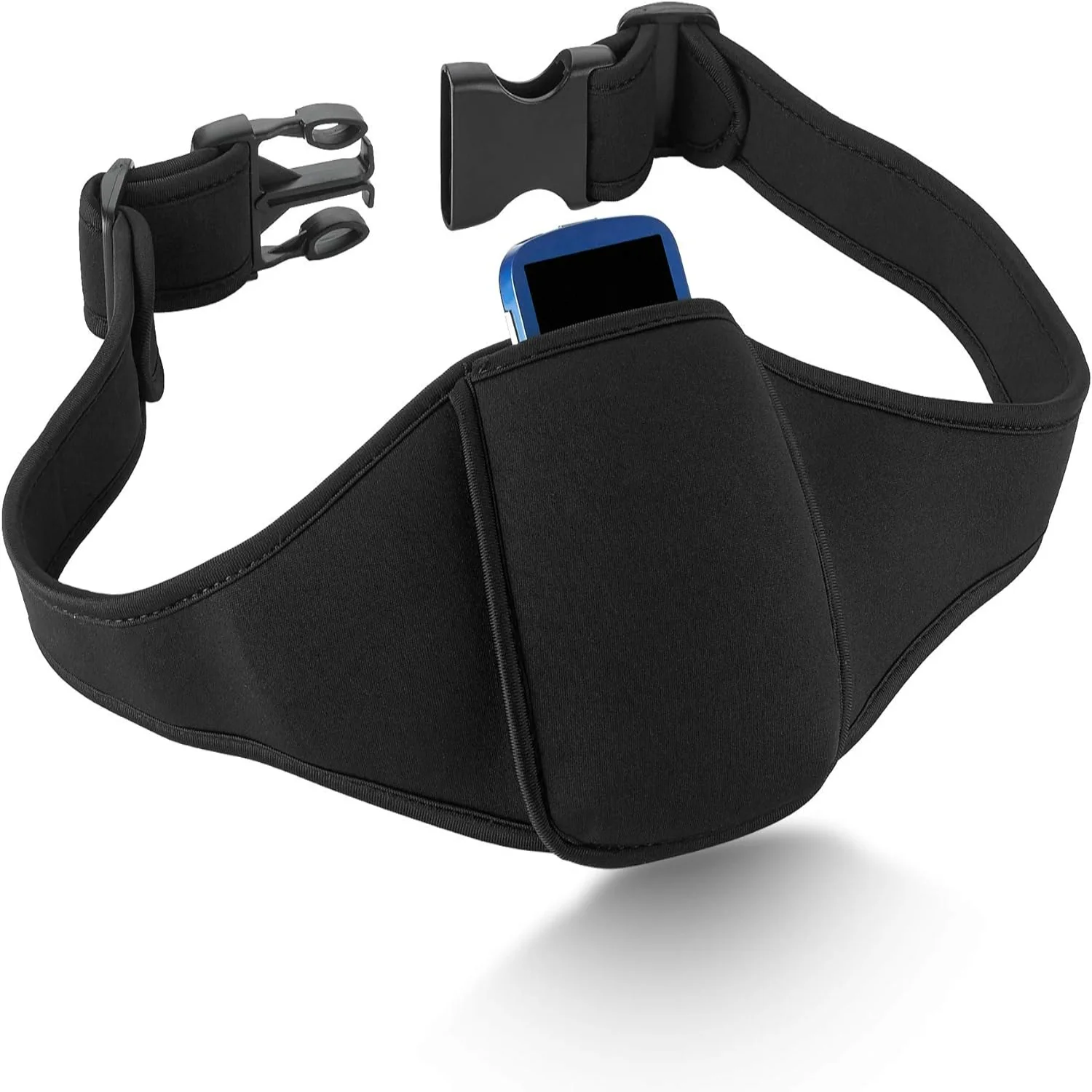 Comfortable, Lightweight Adjustable Vertical Cellphone and Music Player Carrier Holder Belt with Cushioned Waist Belt for Yoga,