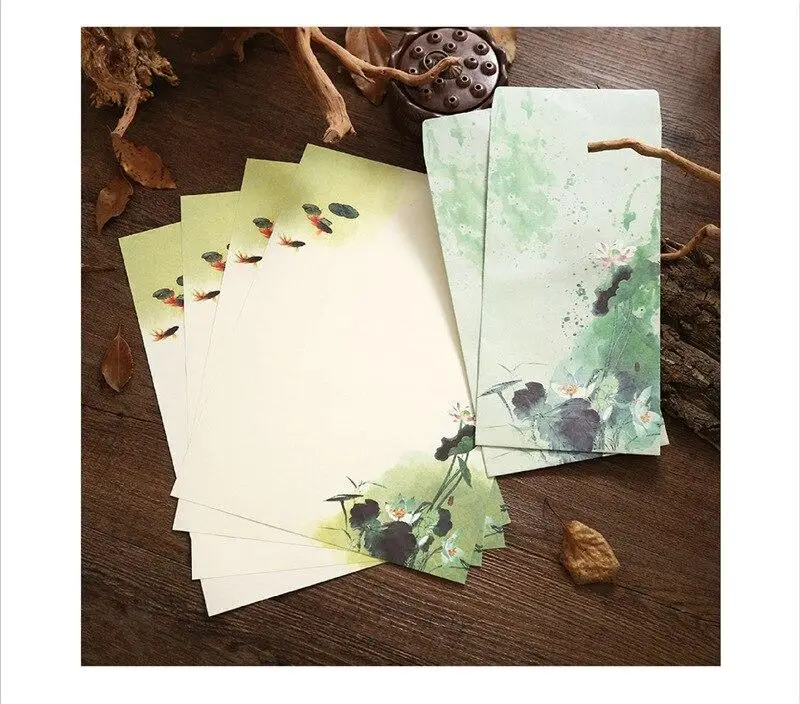 Writing Paper Set 6pcs/set Chinese Style Retro Letter Paper Envelope Set 4 Letter Paper 2 Envelopes Flowers Craft