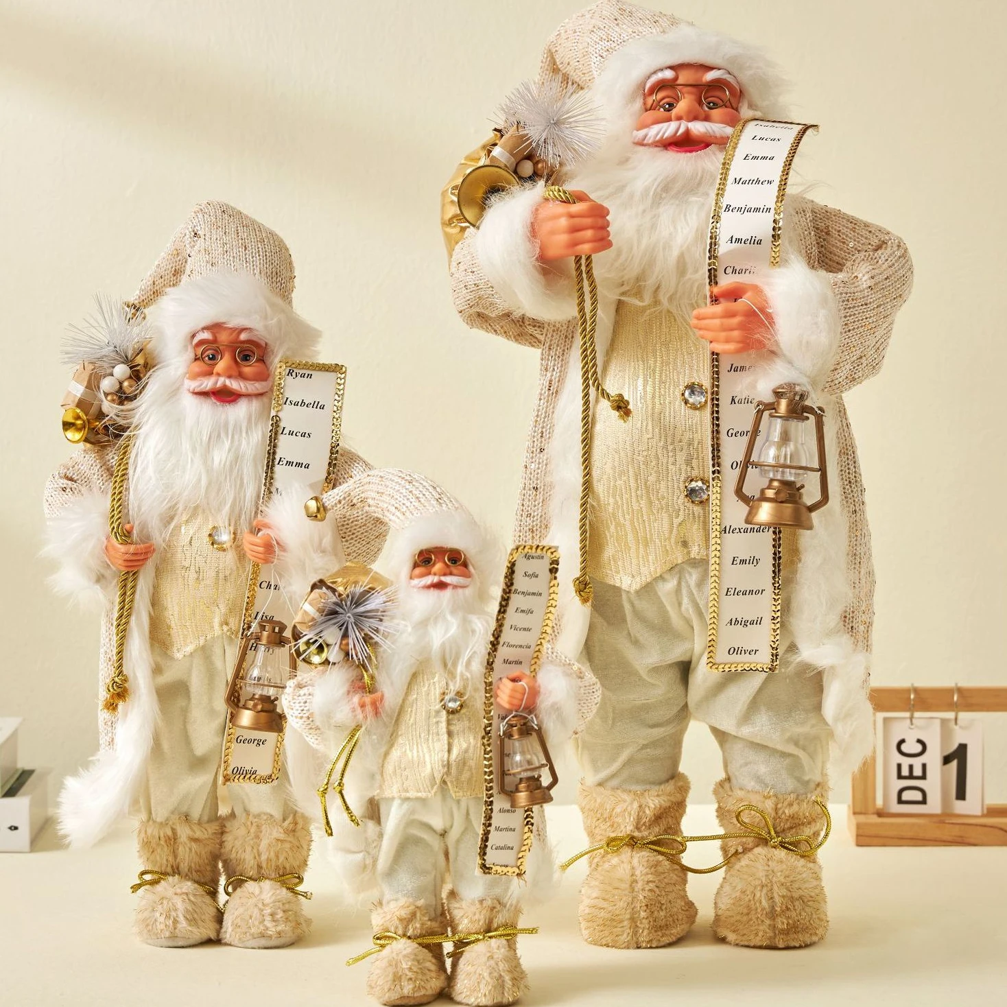 30/45cm Santa Claus Decoration White Santa Claus Statue Decoration