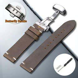 Premium Cowhide Leather Watch Strap - Universal Smartwatch Wristband - 22mm (Deep Brown)