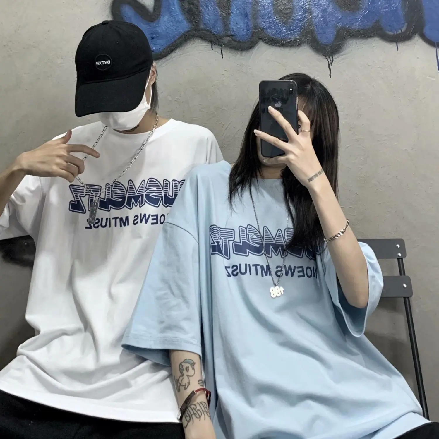 

ins five-point short-sleeved t-shirt for men and women 2023 new trendy couple wear summer tops casual loose college style tops