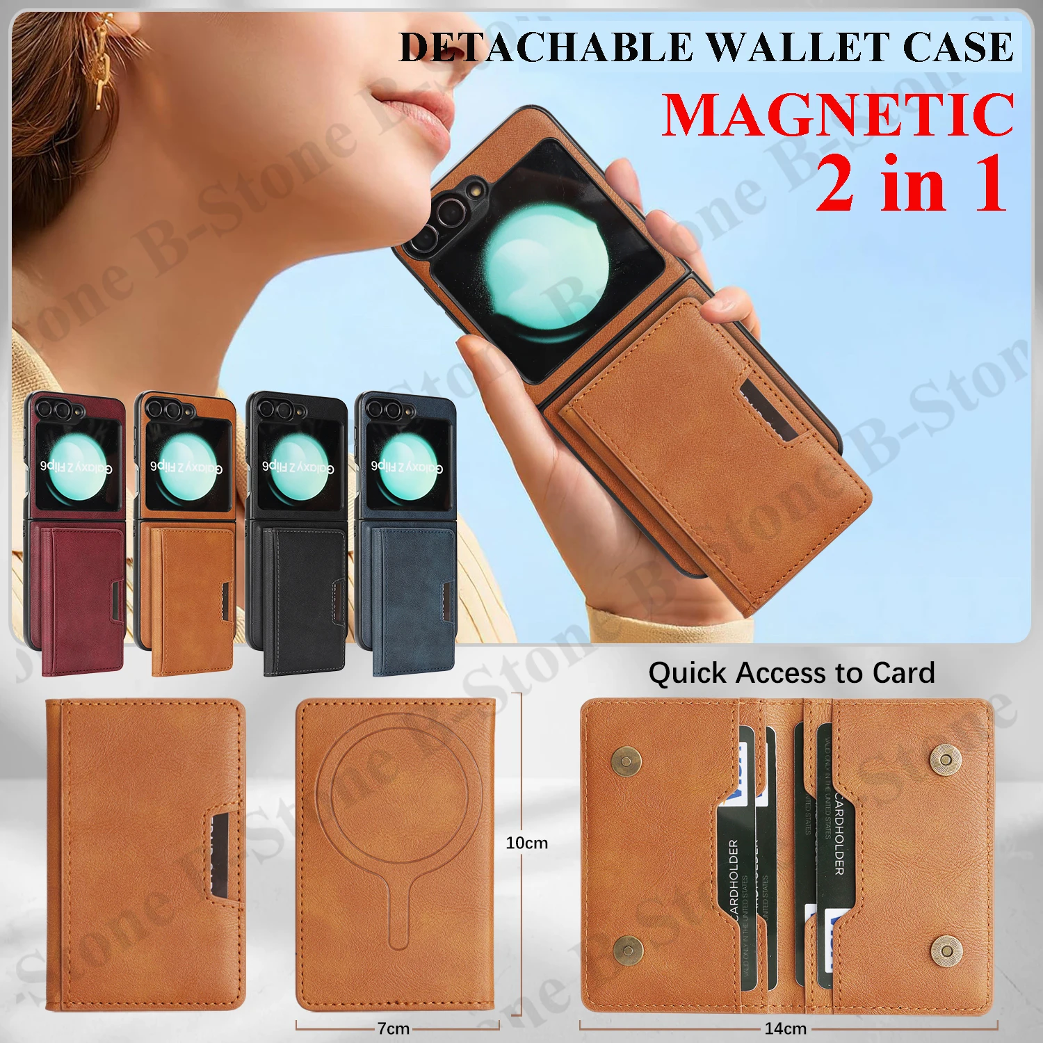 2 in 1 Magnetic Wallet Case with Wireless Charging and Card Holder