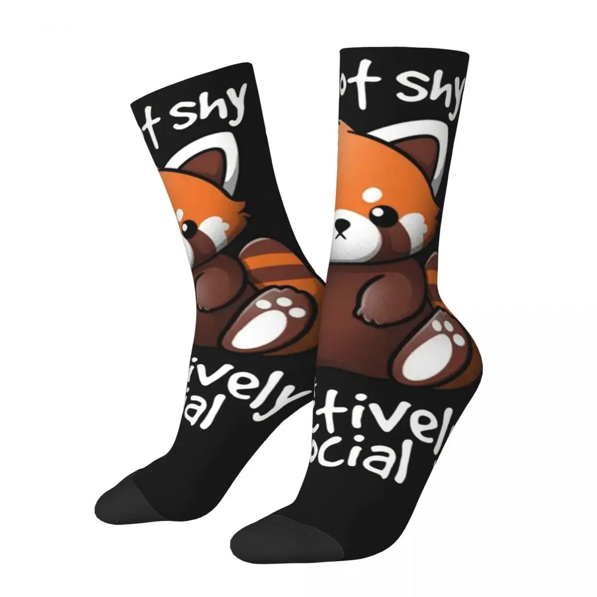 

Hip Hop Vintage Shy Crazy Men's compression Socks Unisex Red Panda Street Style Pattern Printed Funny Novelty Happy Crew Sock