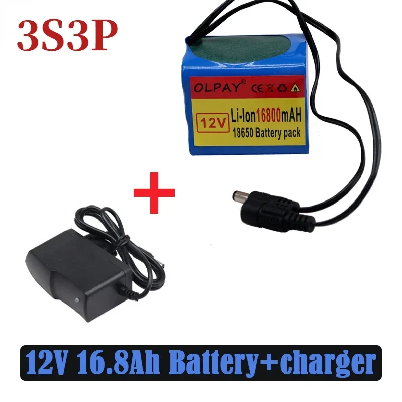 

3S3P Original 12V 16.8Ah 16800mAh 18650 Rechargeable Batteries 12V With BMS Lithium Battery Protection Plate + 12.6V Charger