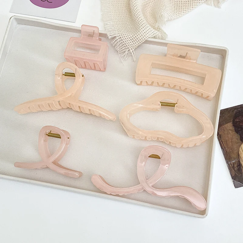 New Jelly Color Hair Clip Simple Transparent Cross Cloud Grab Clip for Women's Tie Hair Pan Hair Square Hair Accessories