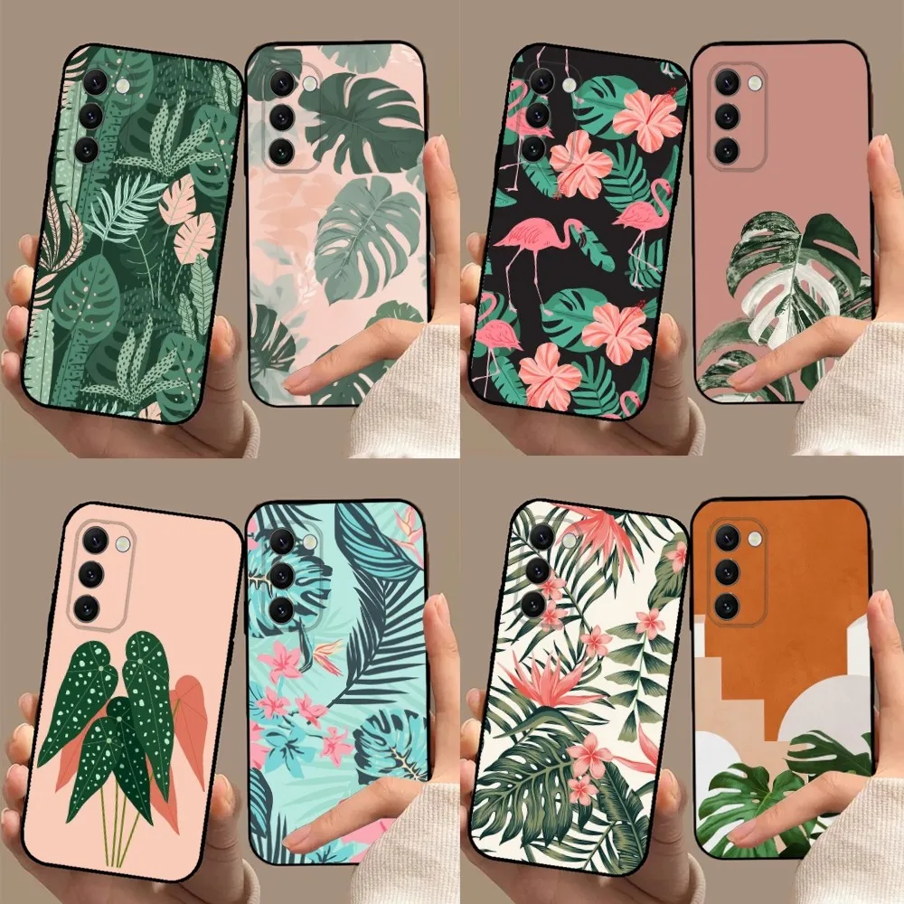 Custodia Per Telefono Monstera Green Leaves Per Samsung Galaxy A13,A21S,A22,A31,A32,A52,A53,A71,A80,A91 Soft Black Cover