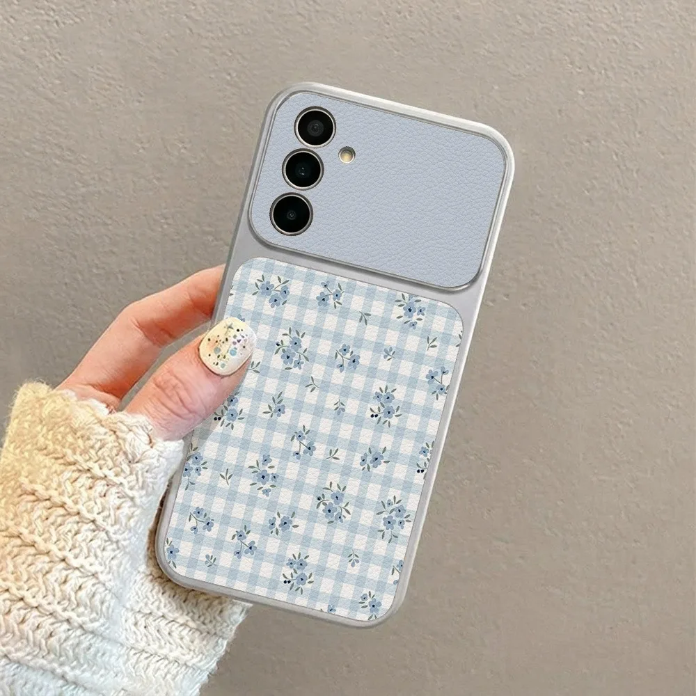 Blue Plaid Floral TPU Phone Case Cover