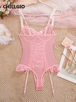 CHILLGIO Women Lace Strappy Rompers Lingerie One Piece Combination Onesie Erotic Tights Fashion Sexy Sheer Transparent Bodysuits - Image 2