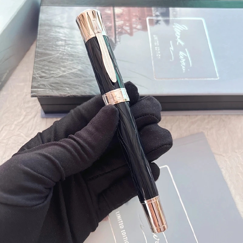 MB Limited Writers Edition Mark Twain Rollerball Pen Blue & Black Ice Cracks Design Office Writing Ballpoint Pens 0068/8000