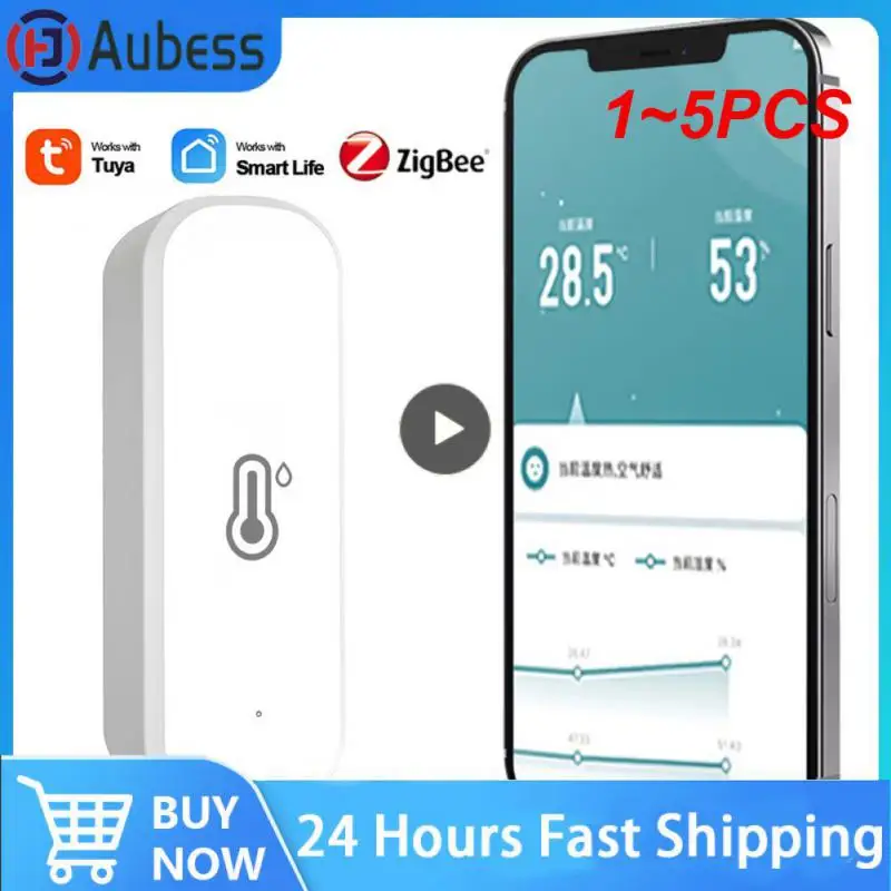

1~5PCS Tuya ZigBee/WiFi Temperature Humidity Sensor Home Connected Thermometer Compatible With Smart Life Alexa Assistant