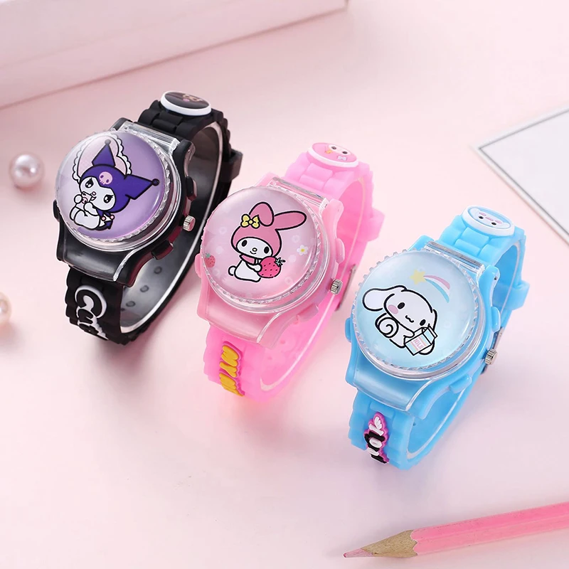 

Милые наручные часы Sanrios Cinnamoroll Kuromi My Melody Мультяшные аниме откидные часы детские электронные часы для детей Подарки