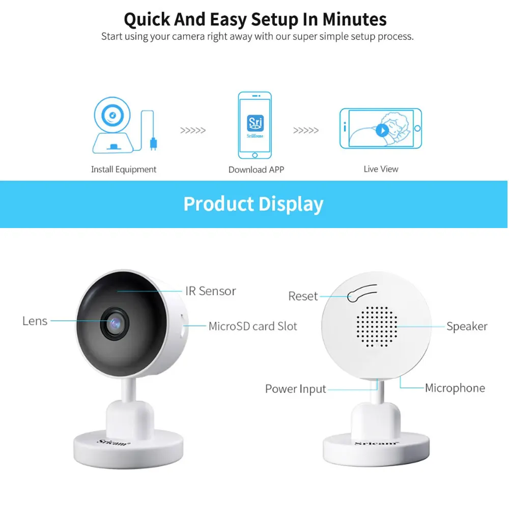 Srihome SP027 2MP Indoor IP Camera WIFI AI Human Motion Detection Baby Monitor Wireless Alarm Push Home Security CCTV Camera images - 6