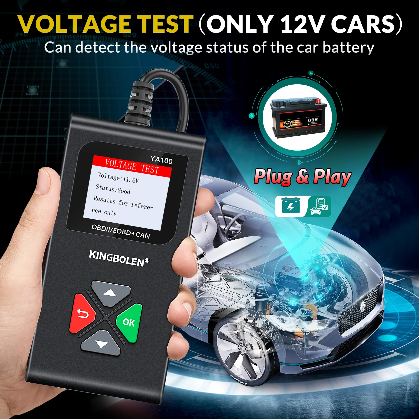핫 세일링 KINGBOLEN YA100 OBD2 스캐너 풀 OBD2/EOBD2 기능 자동차 배터리 테스트 엔진 체크 진단 도구
