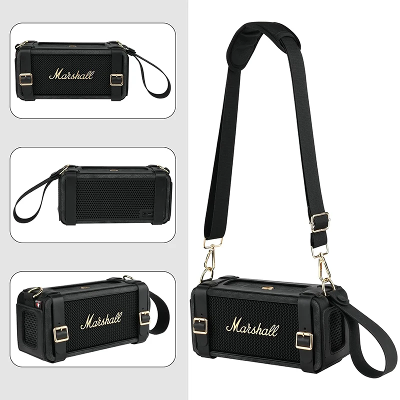 ZOPRORE PU Travel Carrying Case for Marshall Middleton Portable Bluetooth  Speaker with Shoulder Strap Protective Cover