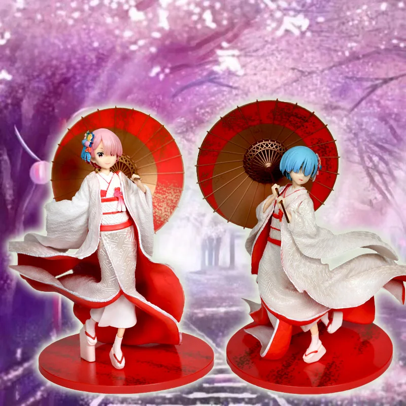 

New 29cm Anime Re : Life In A Different World From Zero Rem Ram White Kimono Bride Ver. Action Figure Model Toys Birthday gifts