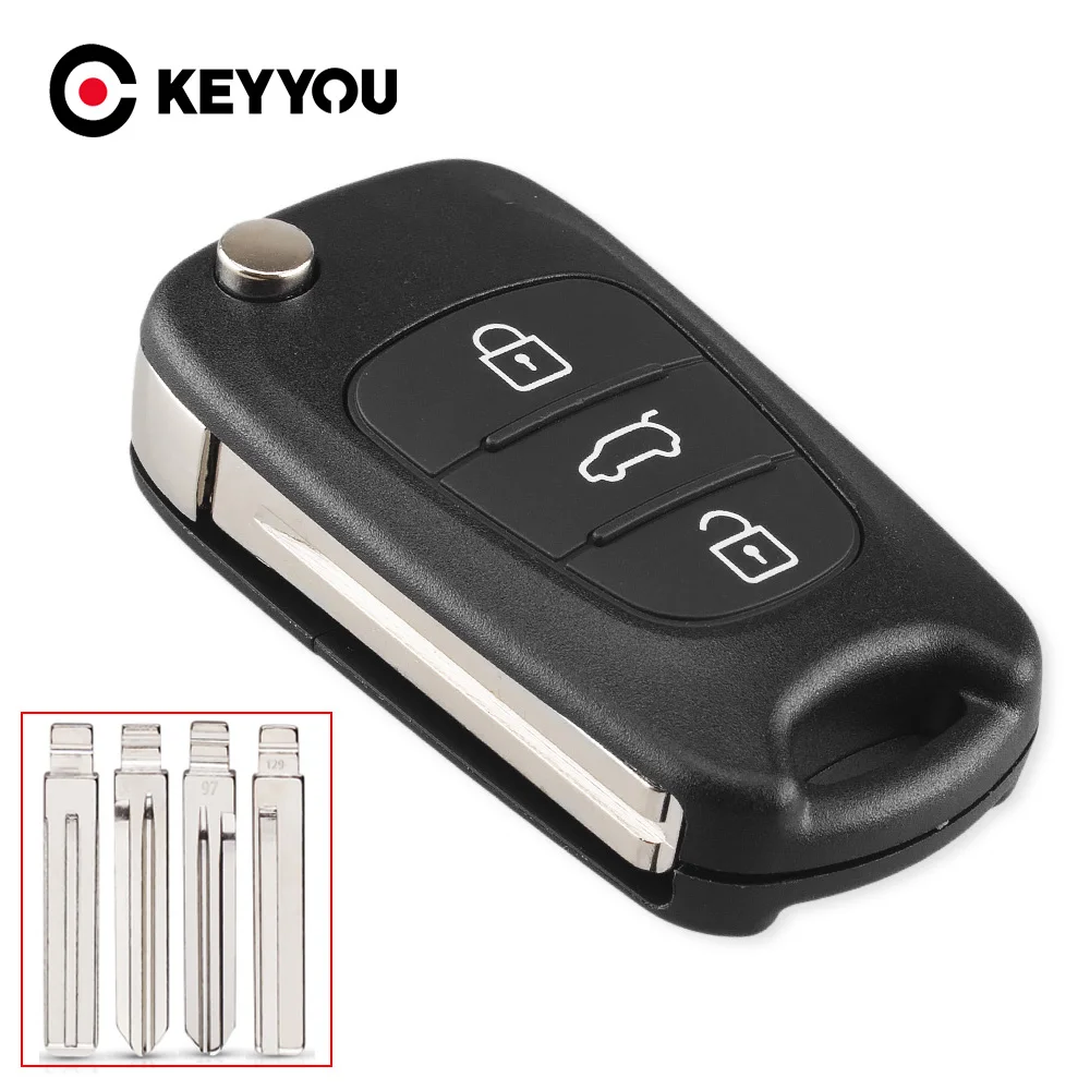 

KEYYOU 100x Remote Car Key Shell 3 Button Flip Key Case For Kia K2 K5 Rio 3 Picanto Ceed Cerato For Hyundai Tucson ix25 ix35 i30