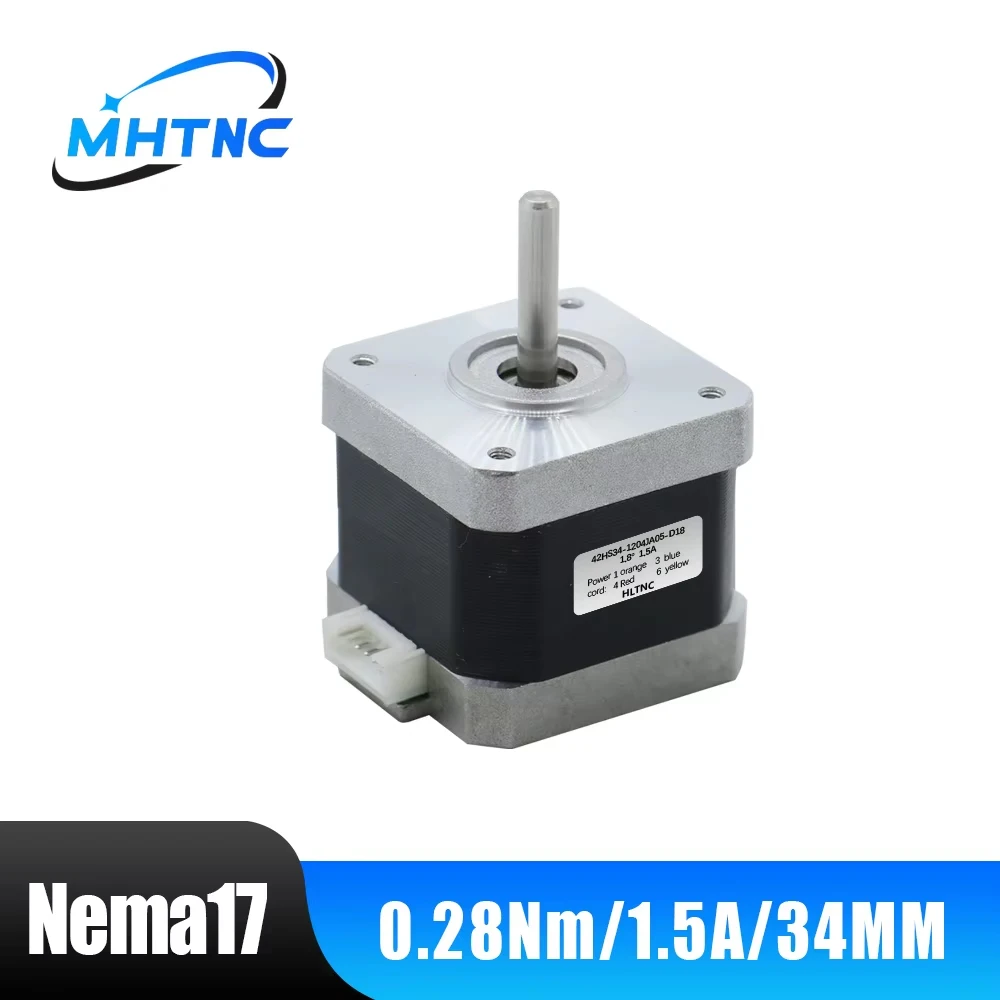 MHTNC Nema17 Stepper Motor 0.28Nm 42HS34 1.5A 34mm Length 5mm Shaft 4-lead 2 plase CNC 3D Printer XYZ Engraver