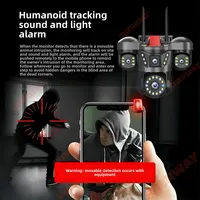Caméra WiFi de sécurité domestique à 4 objectifs 20MP, 10K, sans fil, 4 écrans, Zoom 16X, PTZ 360 °   Caméras de surveillance Détection automatique du mouvement 6