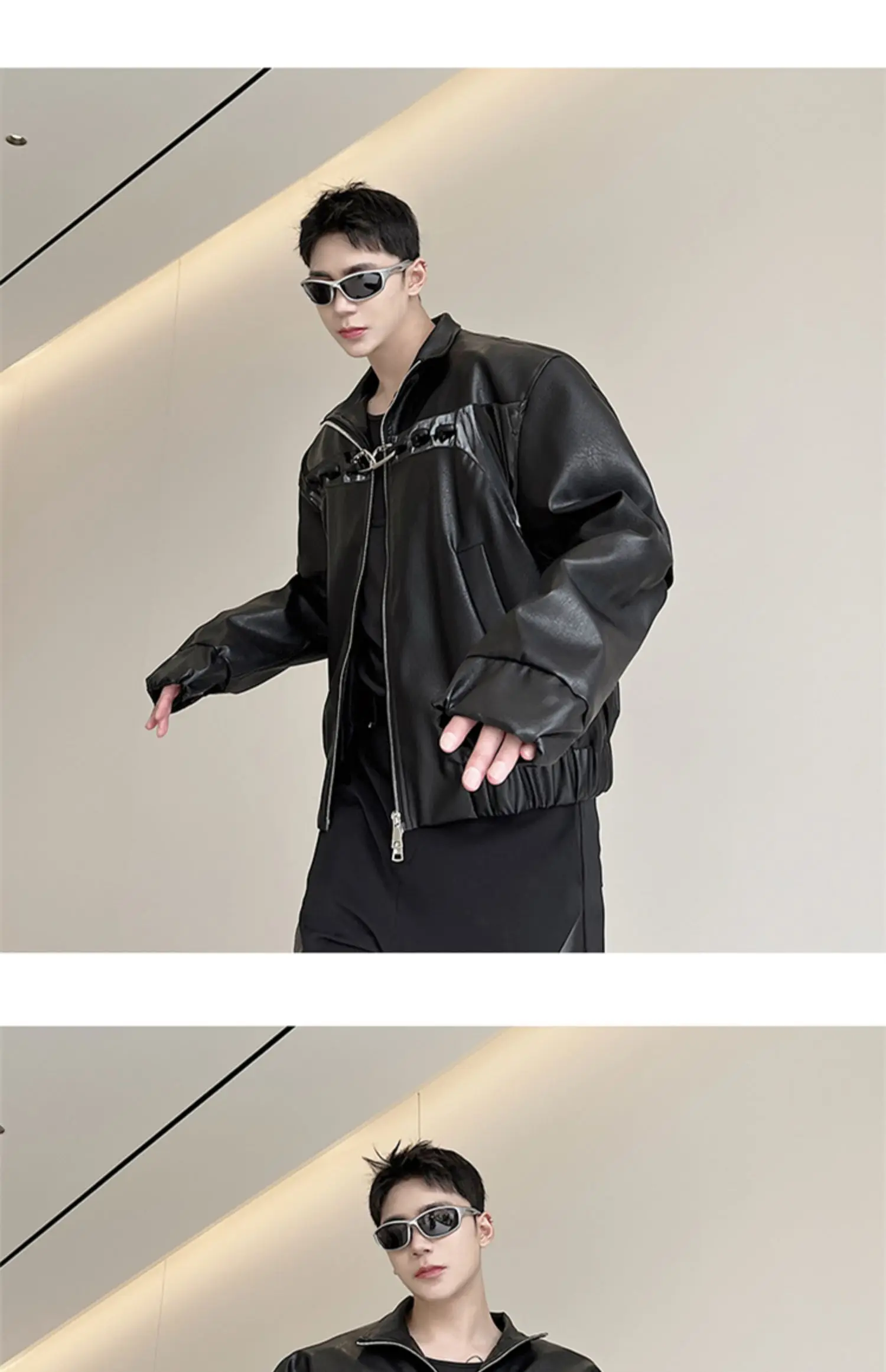Description Picture 5 of itemLUZHEN Metal Decorate Fashion Pu Leather Jackets Personality Trendy Men's Handsome Korean Spring New Coat Free Shipping LZ2498