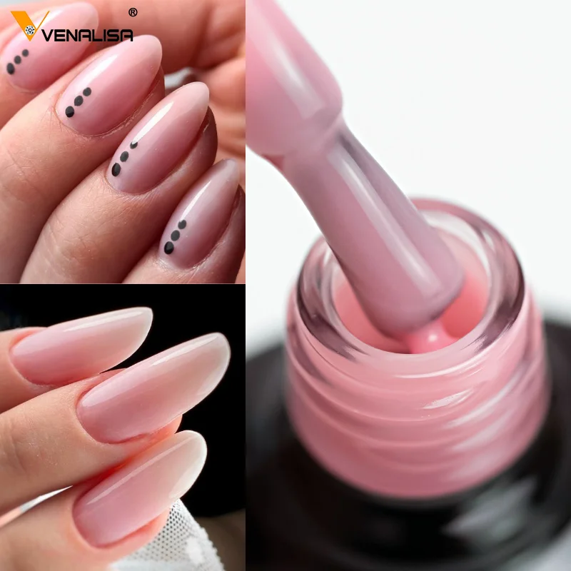Venalisa Color Rubber Base Coat Jelly Pink Nail Polish 7.5ml Soak Off UV LED Natural Nude Soft Consistency Pastel Nail Manicure 3