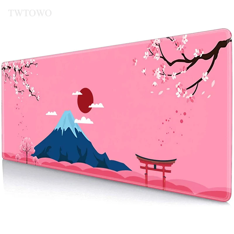 Pink Mt Fuji Cherry Blossom Sakura Mouse Pad Gaming XL Home Custom Mousepad XXL MousePads Soft Natural Rubber Carpet Table Mat