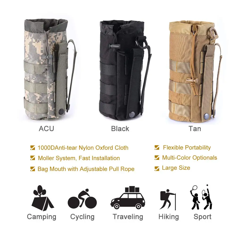 Nylon Tactical Water Bottle Pouch Bag for Camping Hiking