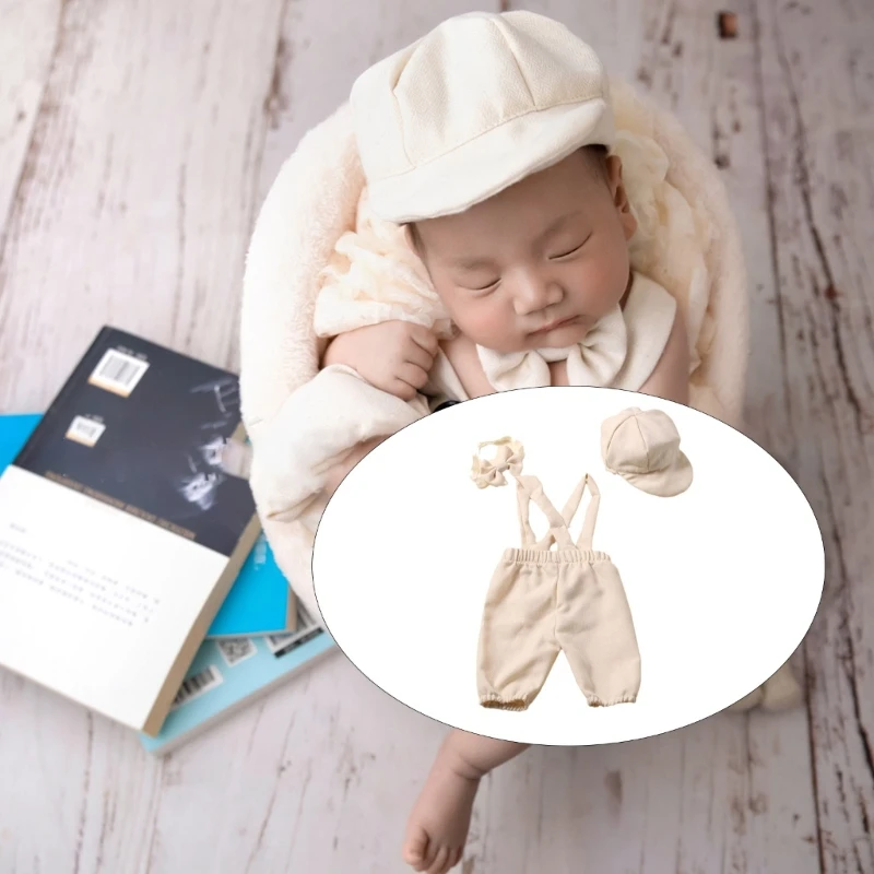 

3-piece/set Newborn Photography Props Baby Girls Photo Romper with Hat Bow Boys Girls Outfits Baby Photoshoot Costume Set