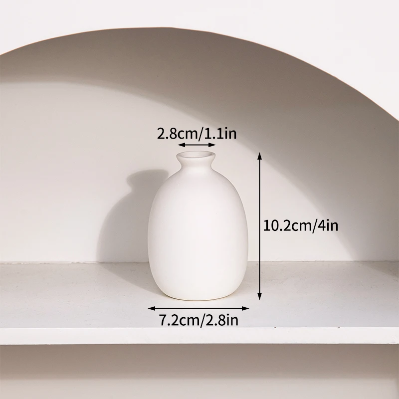 White Ceramic Nordic Vases - Decorative Home Ornaments for Living Room and Desktop Decor