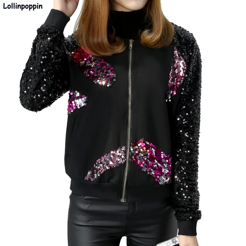 Vibrar Dejar abajo gritar Chaqueta Bomber de lentejuelas de talla grande para mujer, abrigo negro con  cremallera y cuello redondo para primavera y otoño 2022|sequin coat|sequin  bomber jacketfree shipping coats - AliExpress