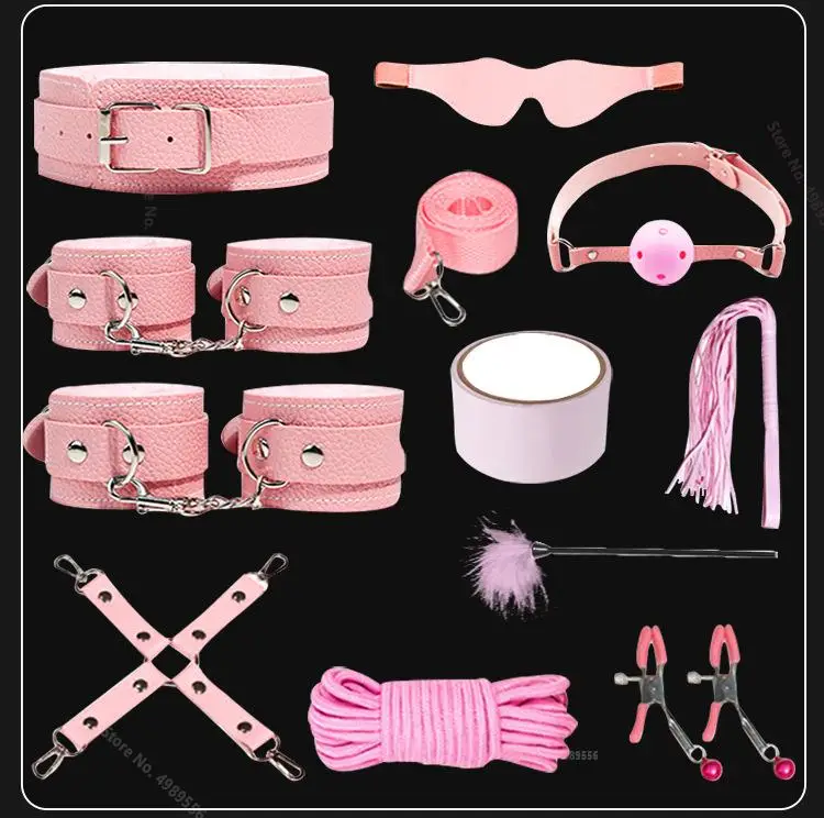 

Bondage Handcuff Kit Bdsm Ring Gag Ball Adult Handcuffs Sets Sex Toys for Copels Kinky Intimate Set Slave Flogger Sexy Games SM