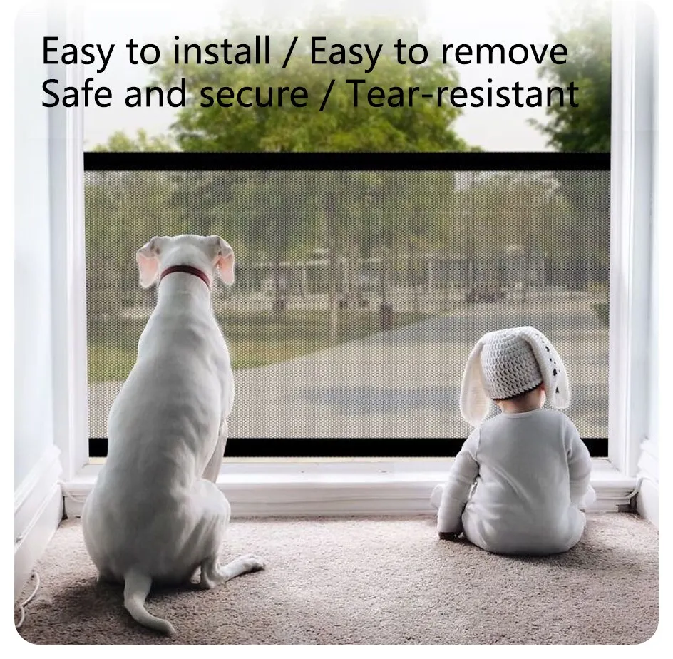 Pet Dog Fence Pet Dog Barrier Fences Folding With 4Pcs Hook Breathable Mesh Playpen Indoor Baby Gate Puppy Entrance Safety Fence