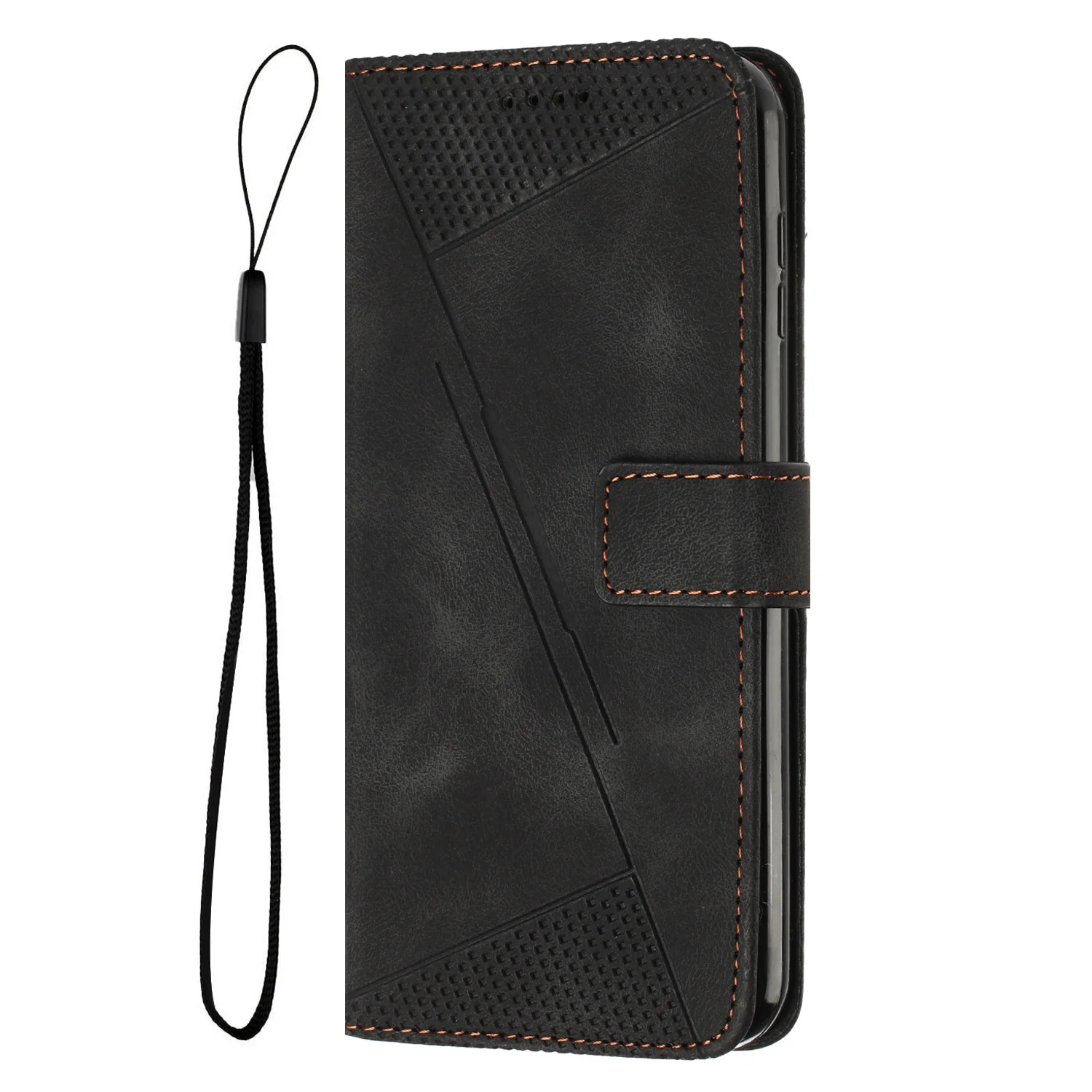 Leather Geometric Multi-Card Kickstand Magnetic Flip Phone Wallet Case