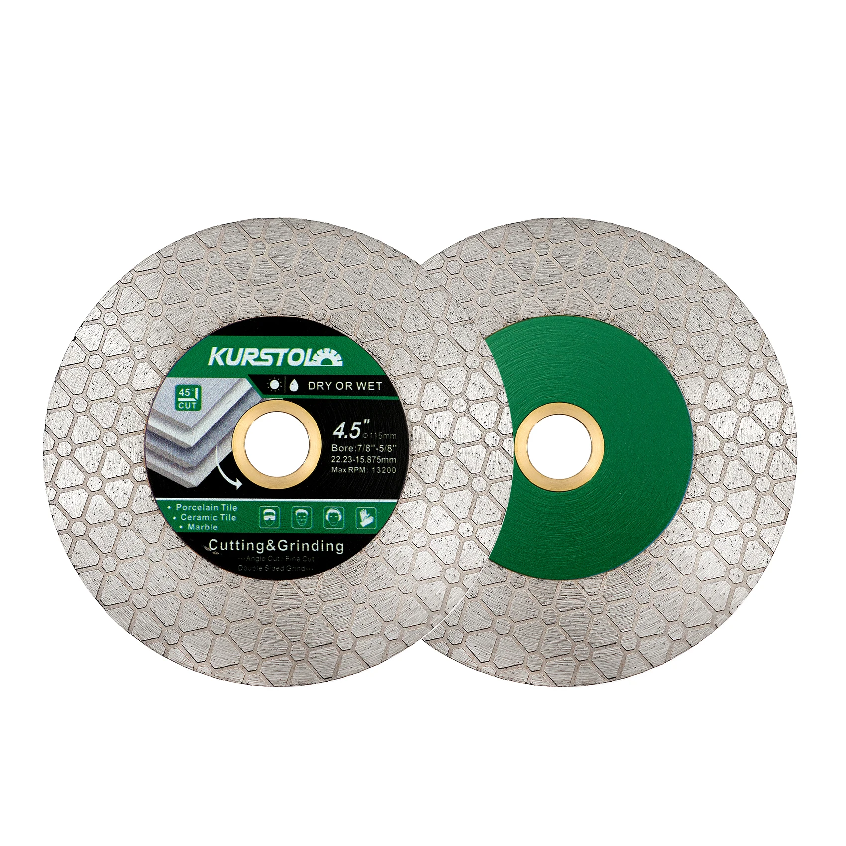 KURSTOL 2pcs Dia115/125mm Double-sided Diamond Saw Blade Cutter Plate Cutting Grinding Tile Granite Marble Diamond Cutting Discs shdiatool 2pcs 125mm hexgonal double sided diamond cutting disc porcelain ceramic tile granite stone grinding wheel saw blade