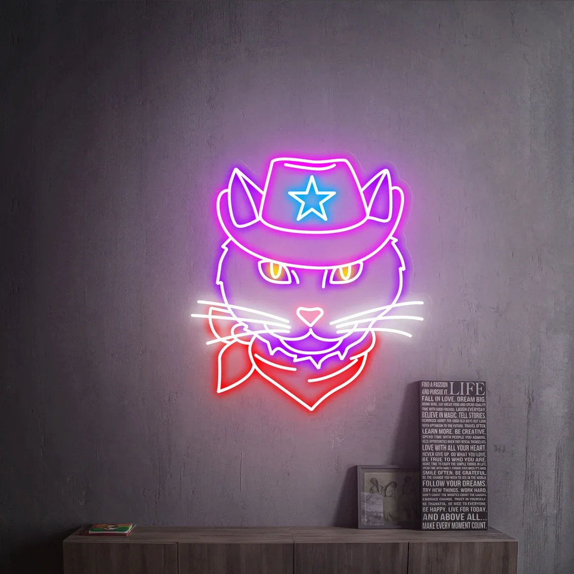 

Cowboy Cat Neon Sign Custom Cool Cat Bar Decor Sign Cats Corner Decor Home Gaming Room Wall Decorate Art Neon