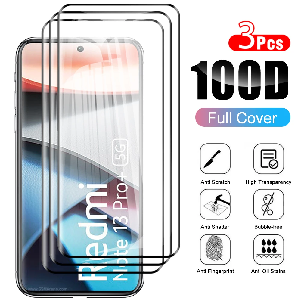 

3Pcs For Xiaomi Redmi Note 13 Pro Plus 5G Full glue curved screen protector Redmi note13pro plus 6.67 inches Tempered Glass