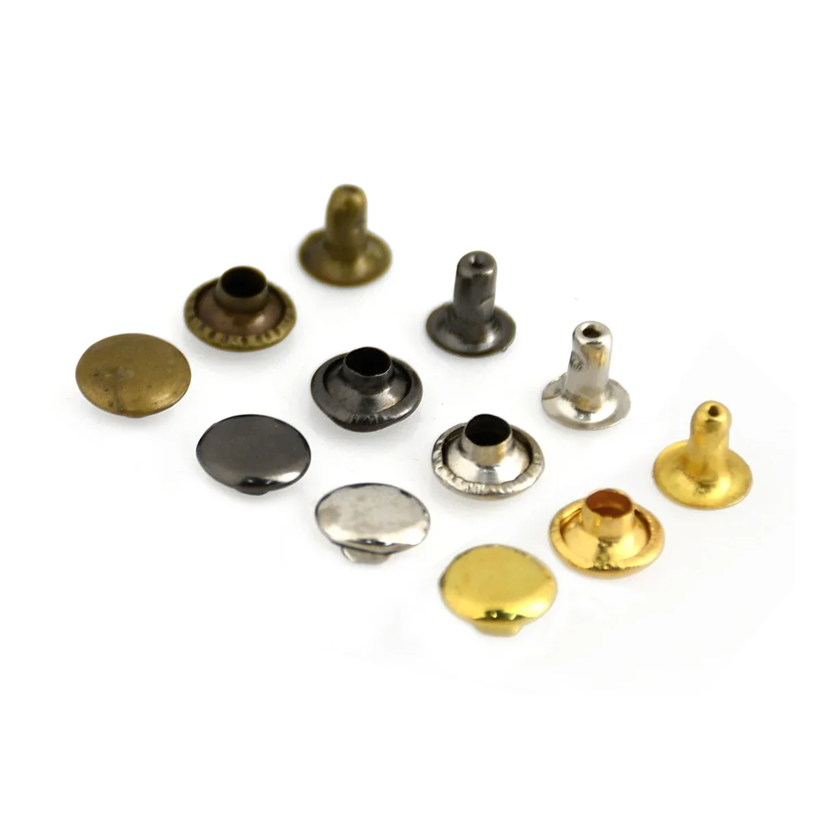 Metal Rivets Metal Studs Leather Rivets 100sets Metal Single Cap Rivets Studs 3mm-10mm Round DIY Leather Craft Bag Belt Garments Hat Shoes Pet Collar Decor