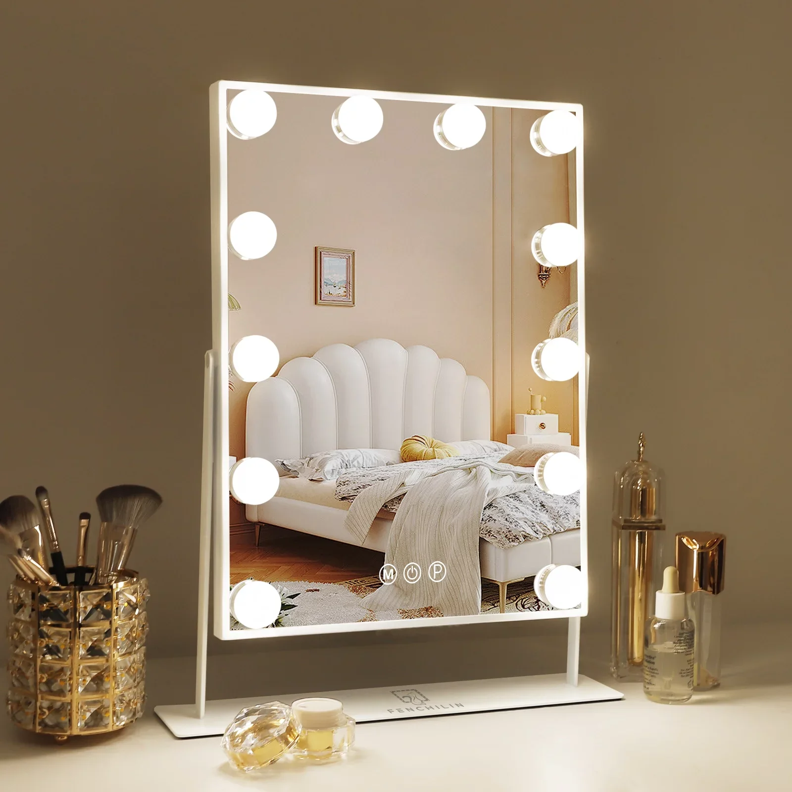 Hollywood Vanity specchio per il trucco con luci 12 lampadine dimmerabili  LED illuminato 360 rotazione 3 colori modalità Smart Touch Control specchi  - AliExpress