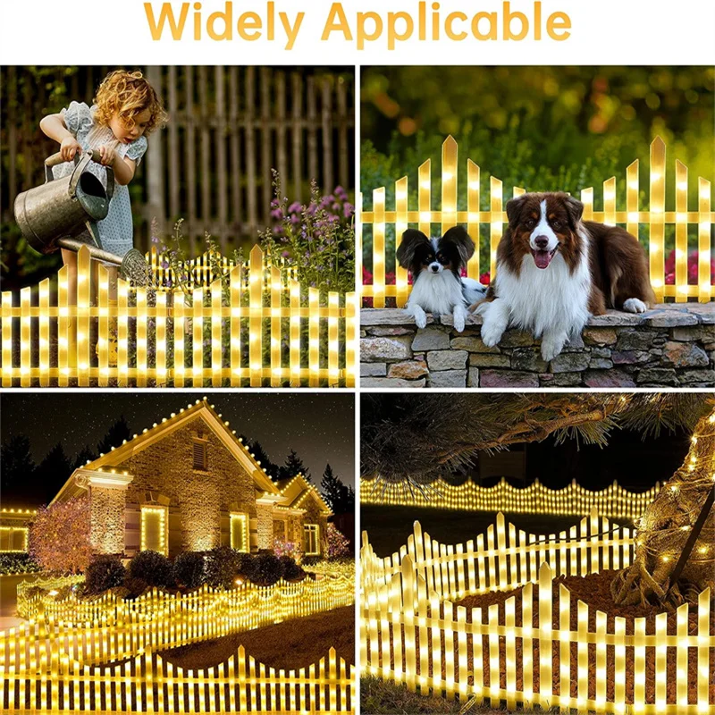 8PCS LED Fence Lights Christmas Tree Enclosure Outdoor Waterproof Garden Courtyard Decorative Lights Landscape Atmosphere Decor 4