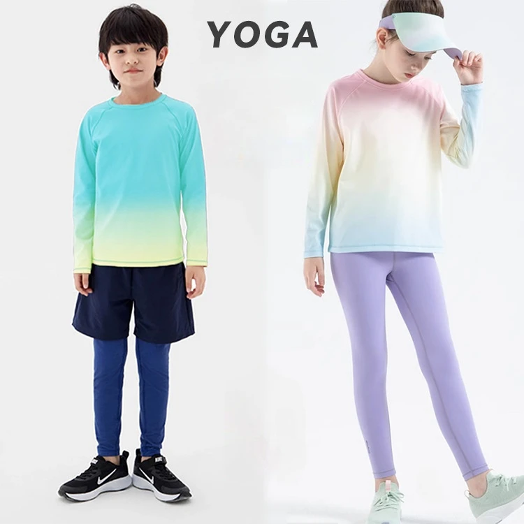 Children's Yoga Shirts Long Sleeve Boys Girls Sports Tops Gradient Loose Kids Sportswear Gym Tees Quick-dry T-shirts For Fitness 8 Sb716878e89574c20a4ee06becdf7d94dy