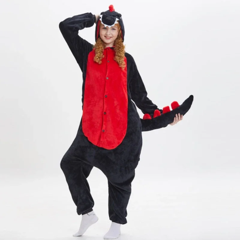 Winter Animal Pajamas Dinosaur Elephant Sleepwear Set Kigurumi Unisex Adult Flannel Onesie Nightie Pijama Party Dress Up Gift