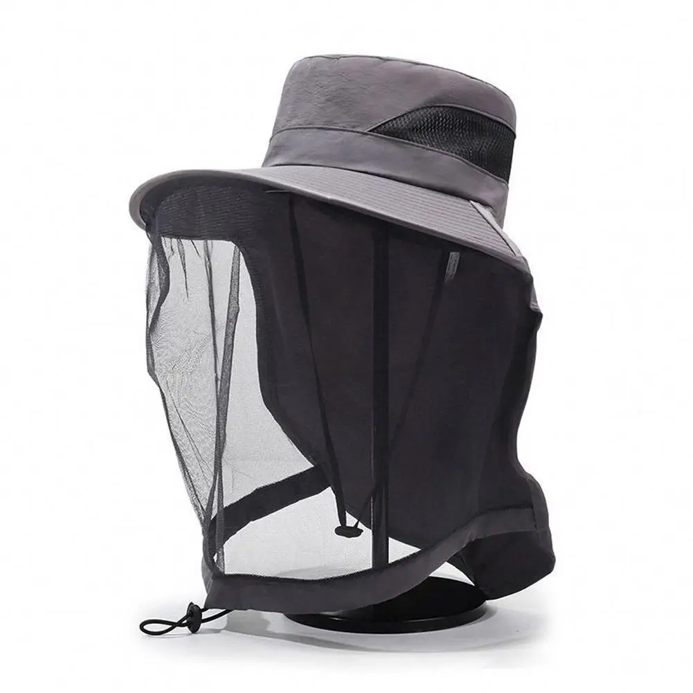 Unisex Faltbarer Moskito-Hut mit Verstecktem Netzgewebe Insektenabwehrender Bienenschutz Lässiger Outdoor-Sonnenschutz Anglerhut – Detail 1