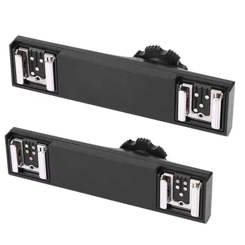 vhbw doppio adattatore per slitta flash compatibile con Canon EOS 1200D, 1300D fotocamera - E-TTL Dual Hot Shoe Splitter, plastica/metallo nero